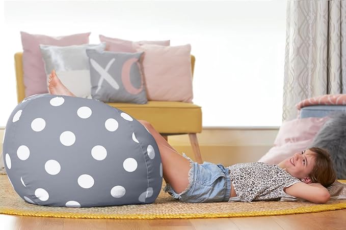 Aubliss Stuffed Animal Bean Bag Storage Chair (Grey Dot, Medium (32''))