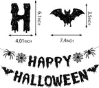 Red Black Happy-Halloween Party Decorations - 13PCS Spider Web Bats Streamers Banner ,Paper Flowers Lanterns Tissue Pom Poms Fans, Classroom Birthday Bachelorette Hanging Supplies Decor Hugfond