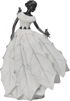 DiliComing Fairy Garden Accessories Outdoor Statue - Table Decor for Living Room Garden Maiden Bookshelf Decor Xmas Resin Holly Leaves Maiden White Statue 10.5 * 6.0 * 14.5 Inch