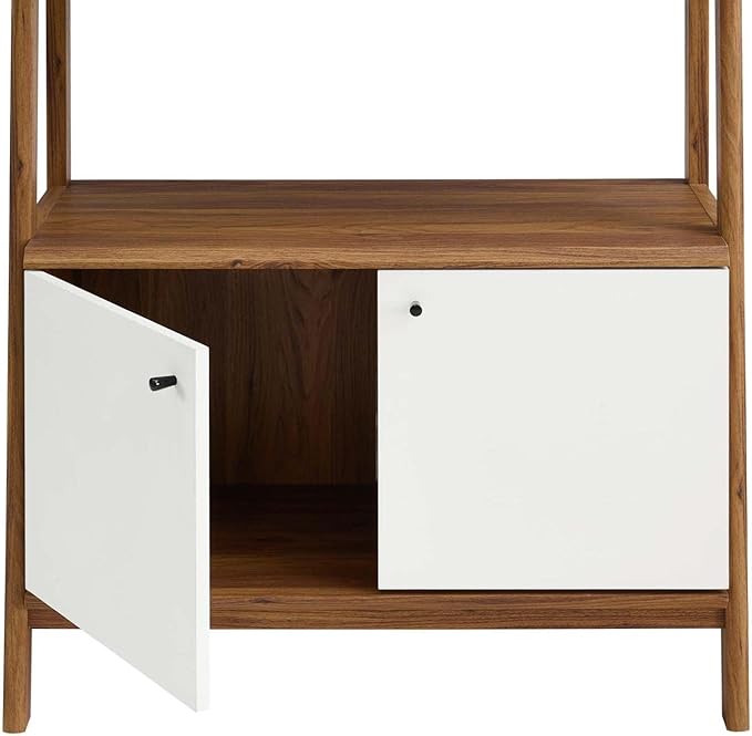 Modway Bixby Display Case, 33" Bookshelf, Walnut White