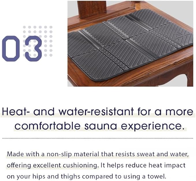 Sauna Mat/Personal Seat Pad – for Sauna, Spa, and Outdoor Use Black