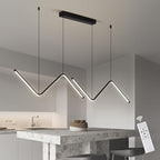 JAYMP Geometric Shaped Modern Chandelier LED Dimmable Pendant Lighting for Dining Room Kitchen Island Cafe Bar Hanging Lamp (Black, 49.2 Inch)
