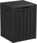 28 Gallon Deck Box,Resin Outdoor Storage Box with Lockable for Patio Furniture, Pool Accessories, Garden Tools Waterproof Outside Storage Box, Black