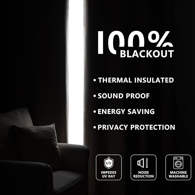 Blackout Curtains 90 Inch Length 2 Panels Set, 100% Black Out Textured Thermal Curtains, Grommet Privacy Light Blocking Drapes for Living Room Bedroom Luxury Deco(52W × 90L inch, Off-White)