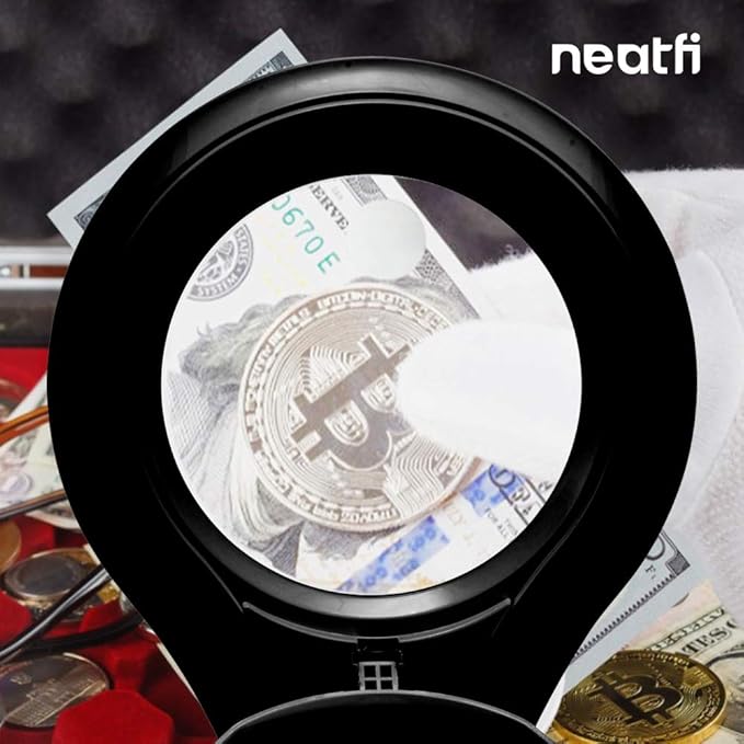 Neatfi (New Model) Bifocals 1,200 Lumens Super LED Magnifying Lamp with Clamp, 8D + 20D, Dimmable, 5 Inches Diameter Lens, Adjustable Arm Utility Clamp (8 Diopter + 20 Diopter, Black)