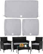 ClawsCover 3Pack Outdoor Seat Cushions Replacement Covers Fit for 4 Pieces Wicker Rattan Furniture Patio Conversation Set Loveseat Chair,38x19x2,19x19x2,Gray-Large (Include Cover Only)