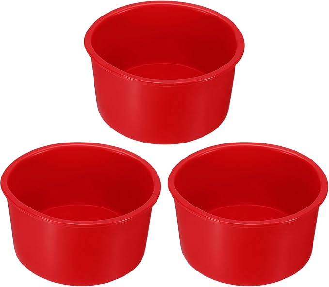 Uxcell 3pcs Round Cake Pans, 4 Inch Silicone Molds for Baking, Nonstick & Quick Release Circle Pans for Layer, Smash and Cheese Cake, Red