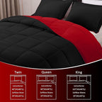Basic Beyond Queen Comforter Set - Fluffy Comforter Queen Set for All Seasons - Reversible Red and Black Comforter Set Queen for Mens - 3 Pieces (1 Comforter + 2 Pillow Shams)