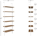 Nathan James Theo 6-Shelf Tall Bookcase, Wall Mount Bookshelf with Natural Wood Finish and Industrial Metal Frame, Rustic Oak/White