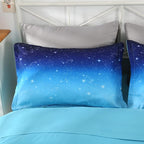 Wowelife Glitter Bedding Set Full Size 5 Pieces Galaxy Comforter Set Blue 3D Galaxy Kids Comforter Sets Lightweight with Comforter, Flat Sheet, Fitted Sheet and 2 Pillowcases