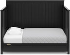 Graco Hadley 5-in-1 Convertible Crib with Drawer (Black) – Combo, Includes Full-Size Nursery Storage, Converts from Baby Crib to Toddler Bed, Daybed