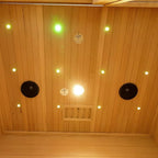 4 People Indoor Infrared Sauna, Low EMF Full Spectrum Red Heater with Carbon Heating Panels, Canadian Hemlock Wood, WiFi Control, 7-Color Starry Light, Reading Lamp, 2700W, 220V