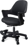 Kids Desk Chair: Ergonomic Kids Computer Chair | Adjustable Kids Office Chair with Wheels & Arms | Study Chair for Girls and Boys - Kids Chair Desk with Wheel Covers (Piano Black)