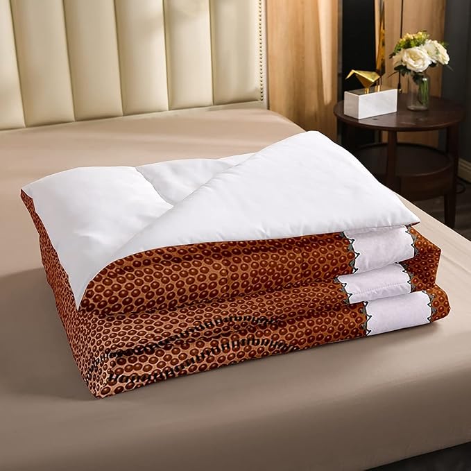 Erosebridal Football Bedding Sets Full Size Outdoor Games Sports Down Comforter for Boys Kids Red Brown Ball Comforter Set Football Athletic Quilted Duvet with 1 Comforter and 2 Pillow Cases