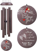 Personalized Sympathy Wind Chimes, Cardinal Wind Chimes, Wind Chime for Loss of Loved Father/Mother/Lover, Commemorative Sympathy Bereavement Gifts for Condolences/Funeral