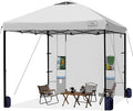 KAMPKEEPER 10x10 Easy Pop Up Canopy Tent with Sidewalls, Instant Outdoor Shade Shelter with Removable 10FT Sun Walls, Quick Setup Waterproof and UV-Resistant for Patio (White, 1 sidewall)