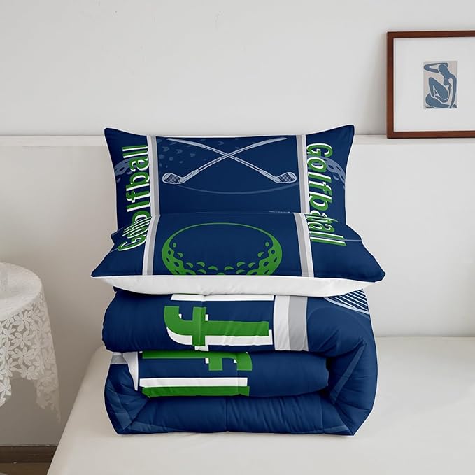 Feelyou Kids Golf Print Comforter Set Twin Size Ball Sports Bedding Set for Boys Girls Teens Bedroom Decor Golf Ball Lover Comforter Women Men Ball Games Duvet Set with 1 Pillow Case