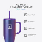 IRON °FLASK 32 oz Co-Pilot Insulated Travel Mug | Insulated Travel Mug with Straw & Flip Cap Lids - Cup Holder Fit, Leakproof, BPA Free (Burgundy)
