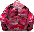Posh Creations Structured Comfy Bean Bag Chair for Gaming, Reading and Watching TV, Malibu Lounge, Nylon - Camo Pink and Black
