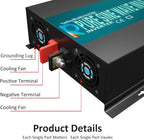 WZRELB RBP-500012S Pure Sine Wave 5000W (10000W Surge) 12V Power Inverter DC to AC Power - Solar, RV, Black
