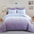 Girls Comforter Set Full Size Colorful Ombre Purple Rainbow Bedding Set Bed in A Bag for Kid Teen Girls 7 Pieces (1 Comforter, 1 Flat Sheet, 1 Fitted Sheet, 2 Pillow shams, 2 Pillowcases)