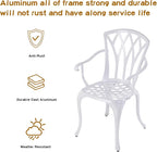 Jardin DE CENTENNAIL 3-Piece Outdoor Bistro Set Cast Aluminum Rust-Resistant Patio Furniture Armchairs Design (White)