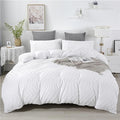 Wellboo White Tufted Jacquard Boho Comforter Set Full Size White Bedding Set Shabby Chic All Season Bed Quilt Women Men White Farmhouse Embroidery Blanket Soft Adult Broken Line Wave Geometry Bed