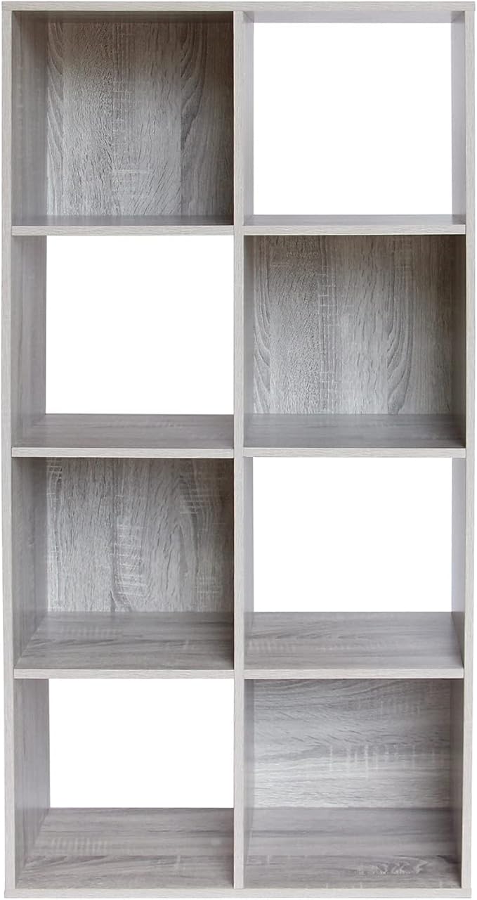 PACHIRA E-Commerce Cubby Storage Organizer, 8 Cube Unit Shelf, Closet Cabinet, DVD Rack Bookshelf File Organizer Rack in Study, each cube 28.5 cm, OAK GREY