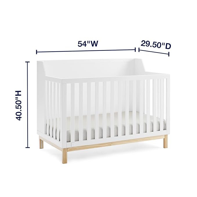 Delta Children babyGap Oxford 6-in-1 Convertible Crib + Brannan Bear Bookcase with Bins + Brannan Bear Wall Shelf with 4 Hooks, Bianca White/Natural (Bundle)
