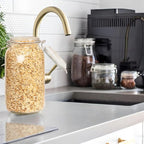 78oz Square Glass Food Storage Jars Storage Container with Clear Preserving Seal Wire Clip Fastening for Kitchen Canning Flour, Cereal, Pasta, Sugar, Beans