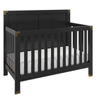 Baby Relax Miles 5-in-1 Convertible Crib, Solid Pine Wood, Black