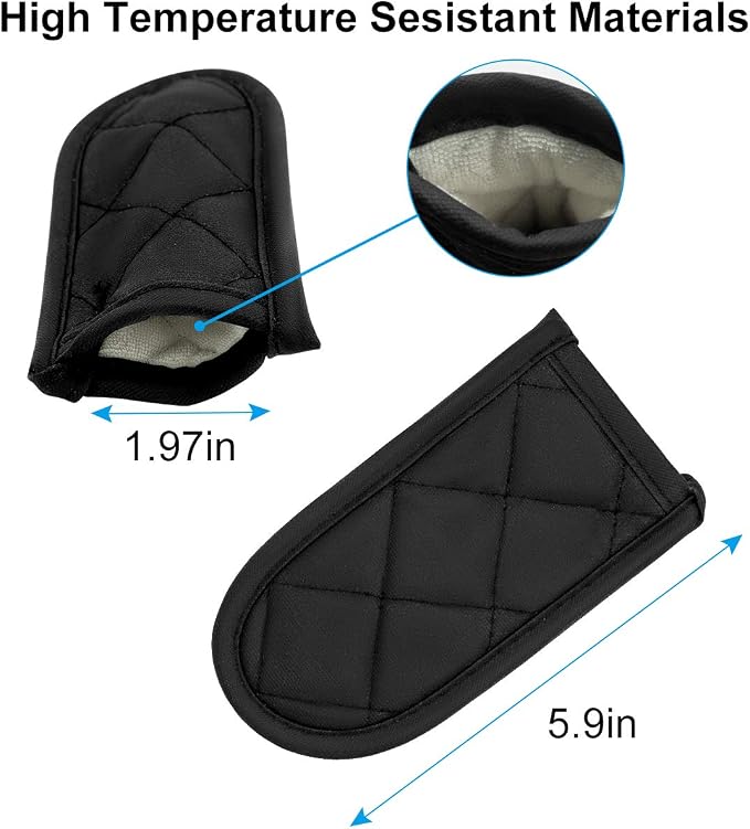 Evoio Cast Iron Skillet Pot Pan Hot Handle Holder Covers (4-Pack Black) | Pot Handle Covers Heat Resistant Pot Skillet Hot Handle Sleeves Mitt Cover for Kitchen, BBQ and Baking Cookware