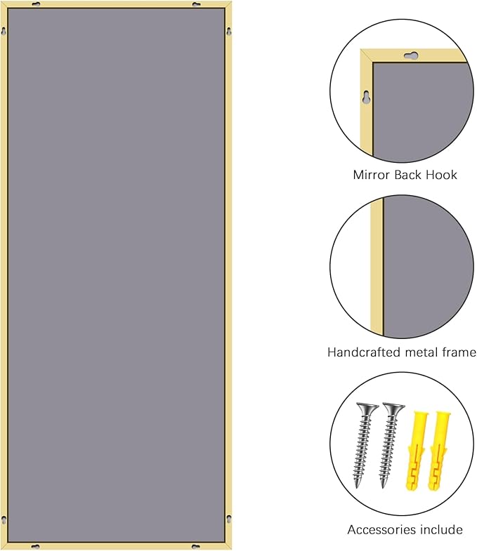 30x72inch Bathroom Mirror, Gold Rectangle Mirror with Thin Metal Frame, Large Rectangular Wall Mirrors for Bathroom, Living Roomm, Hair Salon, Big Farmehouse Mirror Hang Horizontal/Vertical