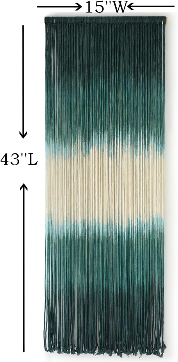 Macrame Wall Hanging Green Boho Handmade Ombre Wall Art Decor for Living Room Bedroom Fiber Art 15''W*43''L