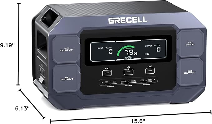 GRECELL Solar Generator 2200W Portable Power Station 1126Wh (4800W Peak), 1.25Hrs Fast Charging, LiFePO4 Battery Pack with 4×2200W AC Outlets, 2×PD 100W, Solar Generator for Home Use Outdoor RV