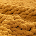 Chunky Knit Blanket Throw 48"*71", Hand Knitted Warm Chenille Throw Blanket, Home Decor Soft Thick Yarn Cable Knit Blanket,Soft Breathable Fleece Banket Christmas for Couch Bed Sofa Best Gift (Yellow)