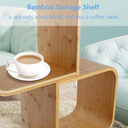 4-Tier S-Shaped Geometric Modern Bamboo Bookshelf, Large Capacity Creative Display Curved Rack Free-standing Bedside Table 2 in 1 Bookcase Storage CDs, DVDs Book Shelf for Home, Office, Living Room