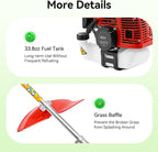 43CC Gas Powered Weed Gas Edger, 1250W Single-Cylinder Air-Cooled 2-Stroke Gasoline Engine Weed Trimmer with 2 Blade Heads, Gas Edger for Garden Lawn Grass Trimmer(8500r/min)