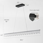 Modern Pendant Lights Kitchen Island, 50" Minimalist Dimmable LED Linear Light Fixture Silvery Gray Aluminum Bar Lights Hanging for Dining Room, Kitchen, Restaurant, Living Room