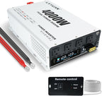 LVYUAN 4000 Watt Power Inverter 12V to 110V 120V DC to AC Converter with 4 AC Outlets, LCD Display, USB Charge Port, Remote Control for Home RV Vehicle Outdoor Camping Car Power Inverter