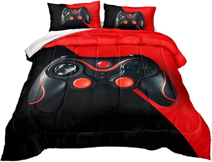 Gaming Comforter for Boys Teen,Game Contoller Bedding Set for Boys Kids,Down Alternative Comforter for All Season,Gamer Home Decor for Boys Comforter Set (Comforter-game40, Queen)
