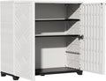 ZZM Indoor/Outdoor Storage Cabinet Waterproof, 34"x15"x34" Plastic Outdoor Storage Box for Garden Balcony Bathroom, All Weather Outdoor Storage Clearance, DIY Usage, with 2 Shelf (White)