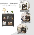 FATORRI Rustic Short 2 Shelf Bookshelf, Industrial Low Wood Bookcase, Farmhouse Small Book Case for Small Space (Walnut Brown)