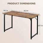 PayLessHere | 47 Inch Computer Desk | Brown | Office Desk with Metal Frame, Adjustable Feet | Water-Resistant, Scratchproof Surface | Sturdy Writing Table for Home Office or Study | Pack of 1