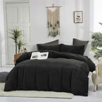 Wellboo Black Velvet Comforter Sets California King Solid Black Fluffy Bedding Comforters Cal King Solid Color Flannel Quilt Women Men Plain Black Comforters Micromink Sherpa Fuzzy Warm Bed Plush