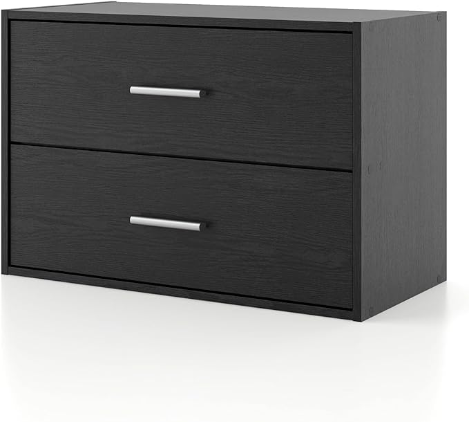 Apexa 2 Wooden Stackable Storage, Small Food Pantry Cabinet, Cajonera De Madera, Underbed Drawer Dorm Teen Room Decor & Bedroom, Home Office, Kitchen, Black