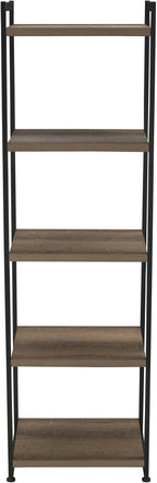 Household Essentials 5 Tier Storage Tower Metal, Grey Shelf – Black Frame, Ashwood