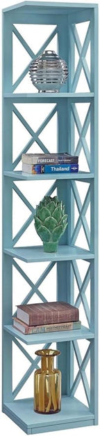 Convenience Concepts Oxford 5 Tier Corner Bookcase, Sea Foam