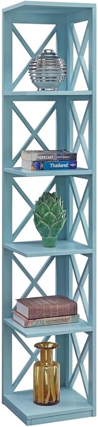 Convenience Concepts Oxford 5 Tier Corner Bookcase, Sea Foam