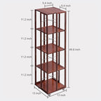 COPREE 5 Tier Rolling Bookcase, Bamboo 360 Rotating Bookshelf, Freestanding Storage Organizer Holder Book Rack with Wheels for Bedroom, Living Room Home and Office